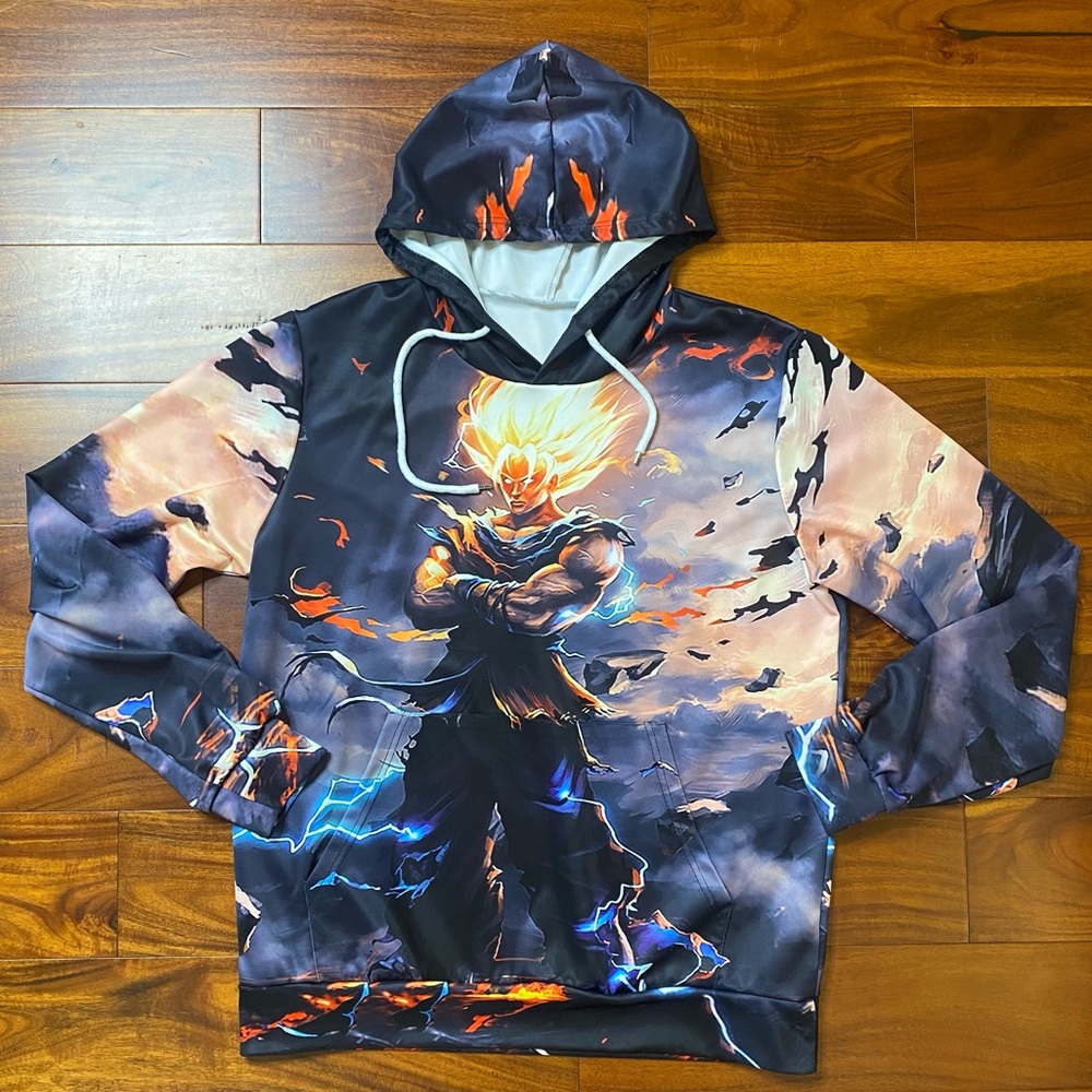 EUC Men’s Size Large, Anime Printed Hoodie Goku Dragon Ball Z